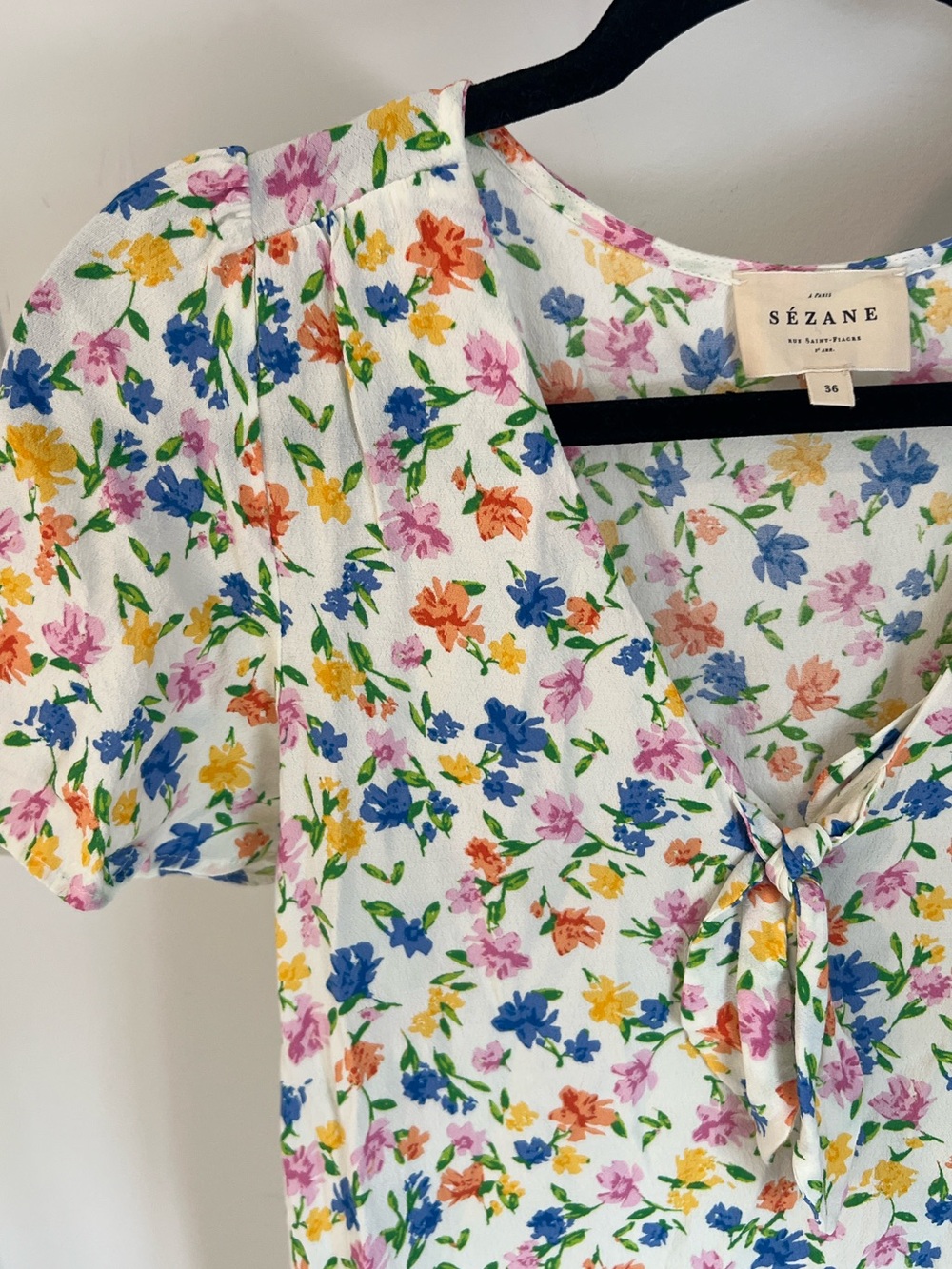 Sezane Galila Floral V-Neck Blouse Top Size 36 - Picture 4 of 7